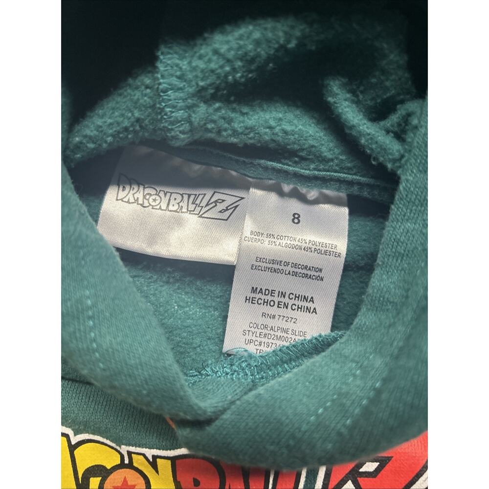 Dragon Ball Z Hoodie Boys 8 Green Goku Graphic Pullover Anime Sweatshirt - Picture 3 of 7
